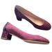 J. Crew Shoes | J Crew Burgundy Suede Croc Embossed Leather Pumps Size 7 Low Block Heel Shoes | Color: Purple/Red | Size: 7