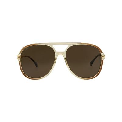 Gucci Accessories | Gucci Aviator-Style Acetate Sunglasses Brown Mens | Color: Brown | Size: Os