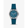 Michael Kors Accessories | Michael Kors Mini Pilot Pave Silver-Tone And Logo Silicone Watch Teal New | Color: Blue | Size: Os