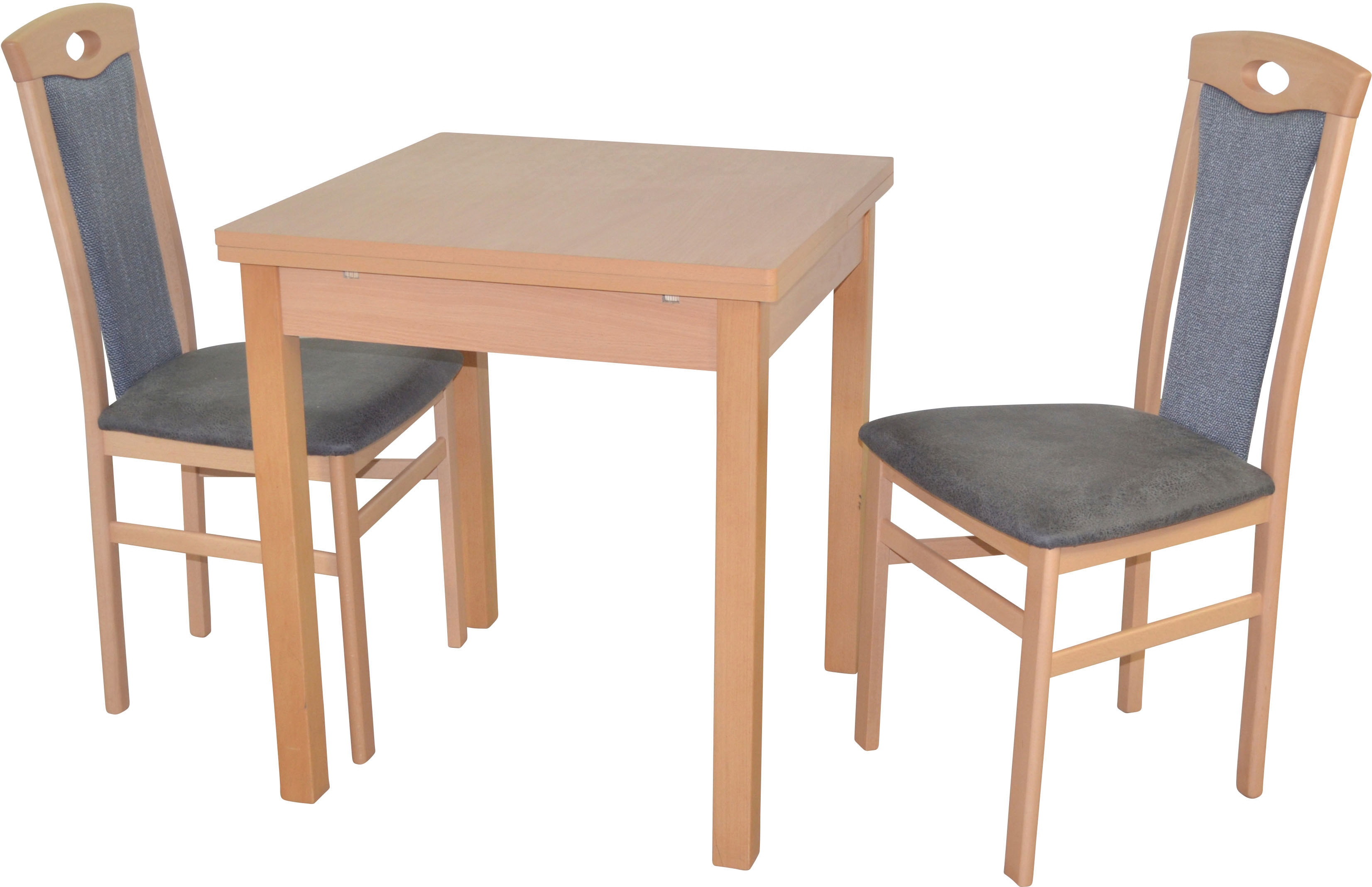 Essgruppe "3tlg. Tischgruppe", schwarz (buche, nachbildung, schwarz, buche, nachbildung), B:45cm H:95cm T:48cm, FSC-zertifiziertes Massivholz, HOFMANN LIVING AND MORE, Sitzmöbel-Sets, Stühle montiert