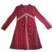 Free People Dresses | Free People Mod Red Geometric Sz S Stretch Knit Long Sleeve Womens Swing Dress | Color: Black/Red | Size: S