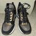 Michael Kors Shoes | Michael Kors Women's Georgie Wedge Sneakers Size 5.5 In Gold Sparkle | Color: Black/Gold | Size: 5.5