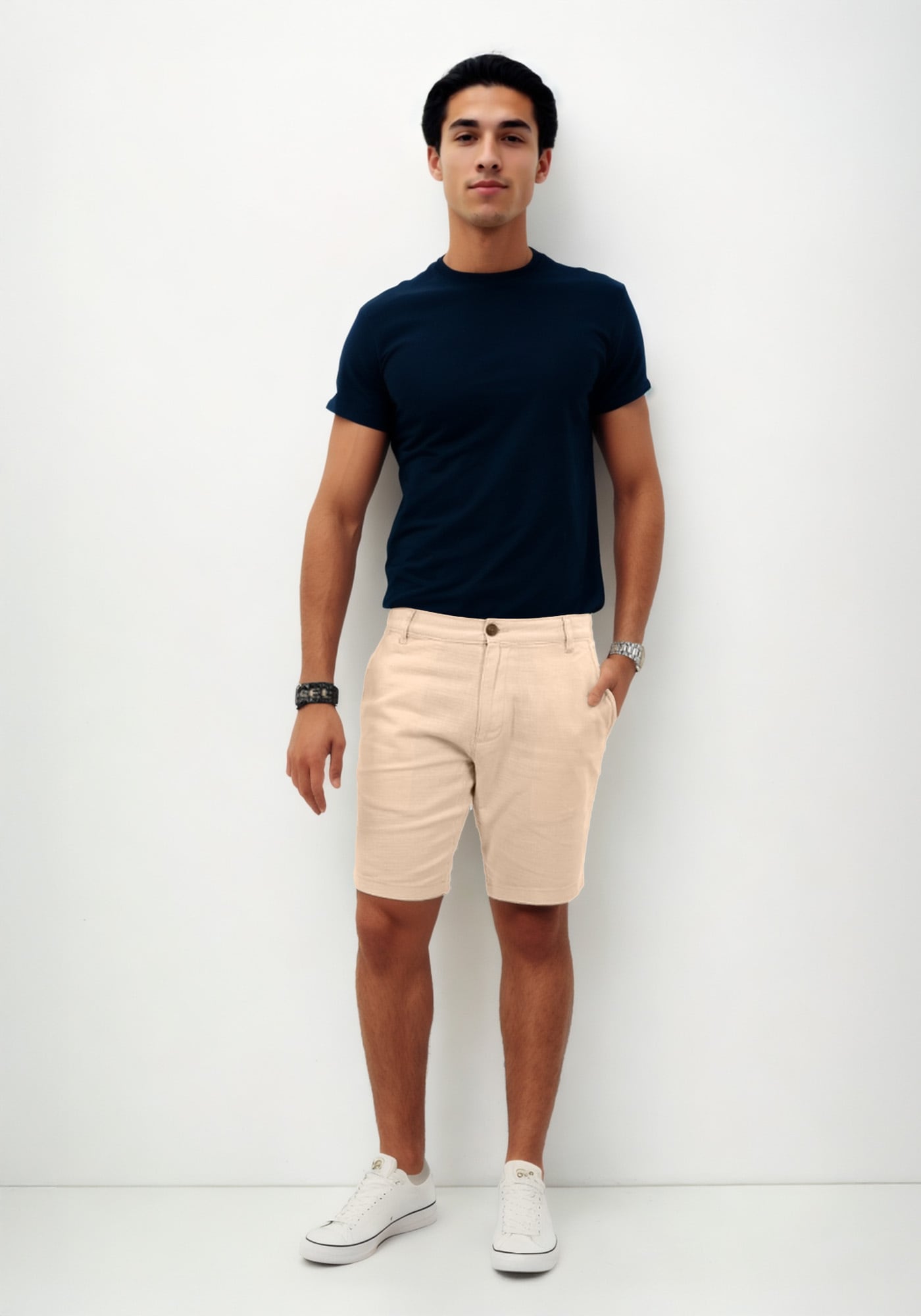 Shorts INDICODE "Indoros", Herren, Gr. Größe M - Gr. M, Normalgrößen, beige (irish cream), 100% Baumwolle, Hosen Shorts, aus atmungsaktiver Baumwolle