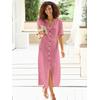 Sommerkleid CASUAL LOOKS "Kleid", Damen, Gr. 50, Normalgrößen, rosa (altrosa), Web, 55% Leinen, 45% Viskose, unifarben, lang, V-Ausschnitt, Kurzarm, Kleider