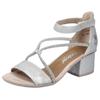 Sandalette RIEKER, Damen, Gr. 42, silber (silberfarben), Lederimitat, metallic, elegant, Schuhe, Sommerschuh, Sandale, Blockabsatz, mit praktischem Klettverschluss