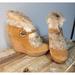 Michael Kors Shoes | Michael Kors Lara Wedge Tan Brown Platform Fur Suede Booties Boots Shoes 6 M | Color: Tan | Size: 6