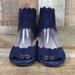 Anthropologie Shoes | A Anthropologie Bootie Sandals Womens 10 40 Navy Suede Scalloped Shooties Heels | Color: Blue | Size: 10
