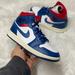 Nike Shoes | Nike Air Jordan 1 Mid Usa Womens Casual Shoes Blue Bq6472-146 Vnds Size 6 | Color: Blue/Red | Size: 6