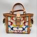 Coach Bags | Coach Multicolor Signature Scribble Vachetta Leather Tote Satchel Purse | Color: Tan/White | Size: Os