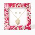 Lilly Pulitzer Jewelry | Lilly Pulitzer Boxed Earrings And Necklace Set | Color: Gold | Size: Os