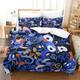 THayLa 3D Printed Bedding Set Irregular Patterns Duvet Cover 3Pcs Soft Microfiber Blue Comforter Cover With Pillow Cases Hidden Zipper for Kids Girls Boys Adults Single（140x200cm）