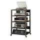 Movable 5-Tier AV Media Stand Corner TV Shelf for CD Record Player Stand Stereo Component Cabinet Audio Rack Tower with Height Adjustable Wooden Shelves for Home/Office/Theater