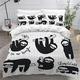 Bedding Set King Size Lovely black and white sloth 3D Printed Adults Teenager Girls Boys Kingsize Duvet Cover Sets White/Black/Grey/Cream/Pink King Size Bedding with Pillowcase Easy Care