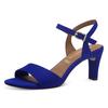 Sandalette TAMARIS, Damen, Gr. 36, blau (royalblau), Textil, Veloursleder, elegant, Schuhe, Trichterabsatz, Abendschuh mit verstellbarem Fesselriemchen