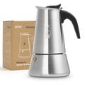 MADAMA - Moka Pot Espresso Maker - Stovetop Espresso, Coffee Percolator, Italian & Cuban Coffee Maker. For induction, gas or electic stoves - Stainless Steel - 6 Cups, 300ml