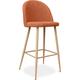 Tabouret de bar Evelyne design scandinave Premium - 76cm Orange - Métal finition effet bois, Tissu,