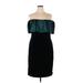 Adrianna Papell Cocktail Dress: Teal Color Block Dresses - Women's Size 16