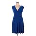 Lauren by Ralph Lauren Casual Dress - Fit & Flare: Blue Solid Dresses - Women's Size 14