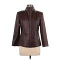 Cole Haan Leather Jacket: Burgundy Jackets & Outerwear - Women's Size 10 Petite