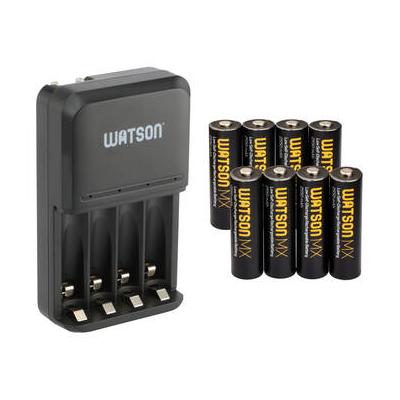 Watson 4-Bay Charger for AA/AAA NiMH Batteries with 8-Pack of MX AA NiMH Rechargea AAC-4NM2-B