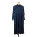 L.L.Bean Casual Dress - Shirtdress: Blue Dresses - Women's Size 16