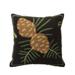 Indoor/Outdoor Woodland Throw Pillow with Pine Cones - 18" x 18"