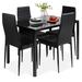 5-Piece Dining Set, Modern Kitchen Table for Dining Room, Dinette, Space-Saving w/Glass Tabletop, 4 Chairs, Metal Steel Frame