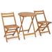 Gymax 3PCS Folding Bistro Set Solid Acacia Wood Table & Chairs Slatted