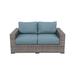 Bali Silver/Gray Two-Tone Wicker Love Seat with Cushion.