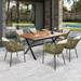 7-Pieces Outdoor Dining Set with Chairs and Acacia Wood Tabletop, for Garden, Backyard, Patio