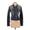 Grace Denim Jacket: Blue Floral Motif Jackets & Outerwear - Women's Size Small