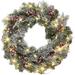The Holiday Aisle® Luckybag Pre-Lit Artificial Christmas Wreath 100 LED Lights, Red Berries, Frosted Branches Ornaments For Front Door | Wayfair