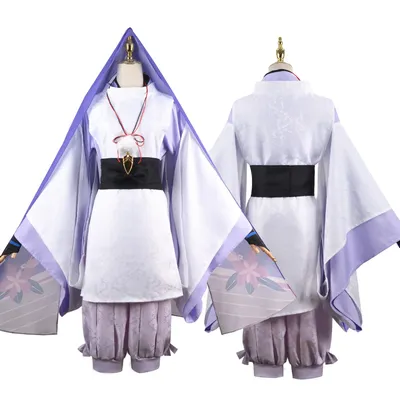 Genshin Impact Scaramouche Cosplay Kostüm Perücke Tiefblaues Haar Wanderer Story Kimono Anzüge Genshin Uniform Cosplay Kostüme Image