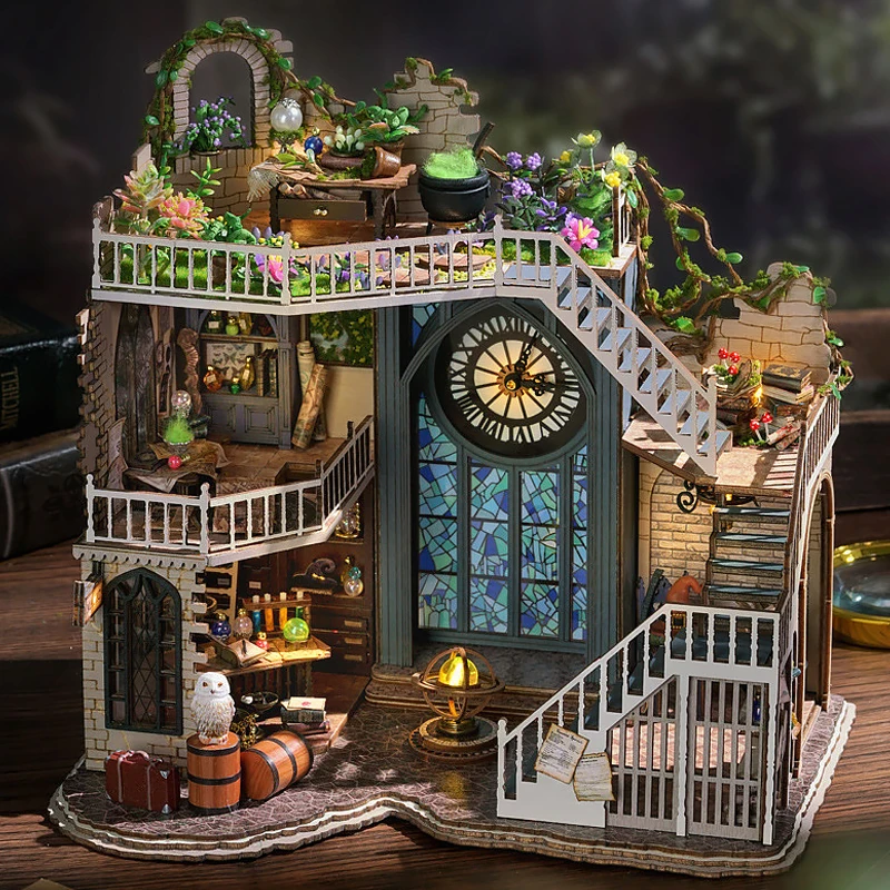 Holz Puppenhaus Mini DIY handgemachte 3D Puzzle Montage magische Gebäude Modell Spielzeug Home Schlafzimmer Dekoration mit Möbel Puppenhaus