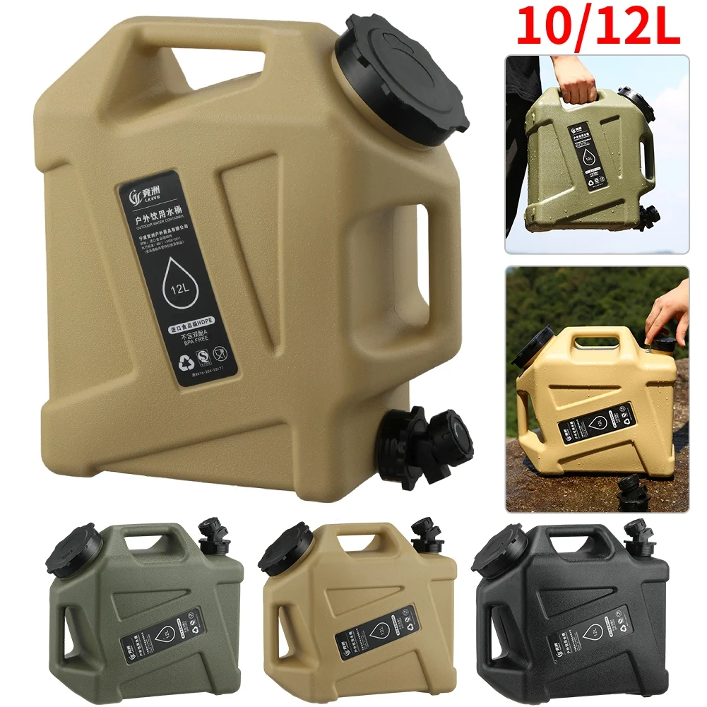 12l Camping Wasser behälter tragbare Outdoor-Wassereimer Auto fahren Wassertank mit Wasserhahn zum Wandern Kochen Camping zubehör Image