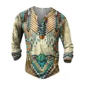 Camicie Henley in stile etnico indiano camicia con stampa 3D per uomo abbigliamento Vintage da uomo