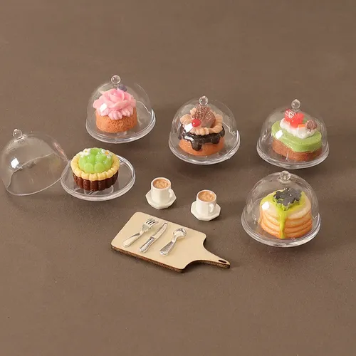 1/12 Puppenhaus Simulation Kaffee kuchen Dessert Set Mini Küchen tablett Geschirr Zubehör für Puppen