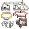 Simulazione fattoria recinzione scena giocattolo alberi casa agricoltore unicorno animali modello
