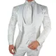 Costume 3 Pièces en Satin Blanc à Motif Floral pour Homme Smoking de Marié Coupe Cintrée Imbibé