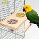 Filles à oiseaux en acier inoxydable plat d'alimentation support de perchoir en bois standard