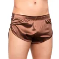 Boxer Sexy en Satin lisse pour homme sous-vêtement caleçon pyjama short fendu sur le côté pour