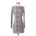 Honey Punch Cocktail Dress - Bodycon: Gray Graphic Dresses - Women's Size Small