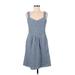 Deletta Casual Dress - A-Line: Blue Acid Wash Print Dresses - Women's Size Medium