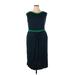 Boden Casual Dress - Midi Boatneck Sleeveless: Green Polka Dots Dresses - Women's Size 20