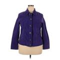 Chico's Denim Jacket: Purple Jackets & Outerwear - Women's Size X-Large