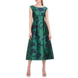 Jenni Floral Jacquard A-line Dress - Green - Kay Unger Dresses