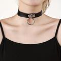 Gothic Punk Style Ring Pendant Nightclub Party Decor Pu Leather Neck Jewelry Choker For Women Girls