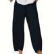 Loose Pocket Pants, Casual Elastic Waist Solid Comfy Spring & Summer Pants, Women's Clothing