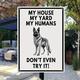 1pc 30x20cm Private Property No Trespassing Protected By Dog Warning Sign For House Yard, Retro Tin Outdoors Wall Art Decor Sign Safety Sign Tp0145