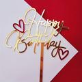 1pc, Happy Birthday Double Heart Acrylic Cake Card Insert, Birthday Cake Decoration, Dessert Table Dress Up Supplies, Cake Decor Supplies, Baking Decor Supplies, Birthday Party Decor Supplies